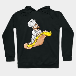 Funny cook is flying on a pizza Hoodie